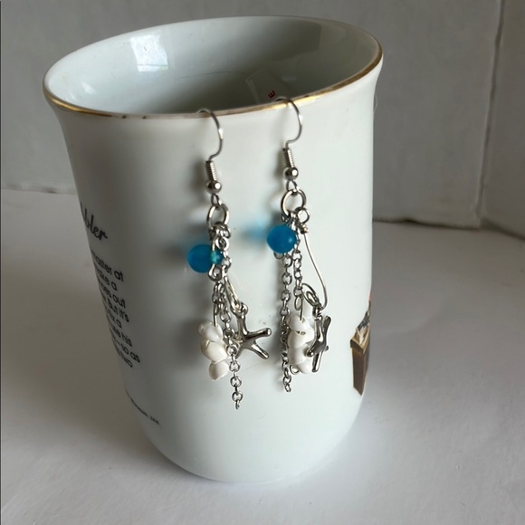 Handmade Jewelry - Vintage-Inspired Silver and Blue sea glass Filigree Earrings